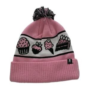 Sourpuss Clothing Pink Dessert Winter Hat W/ Pom Cake Ice Cream Alternative Goth
